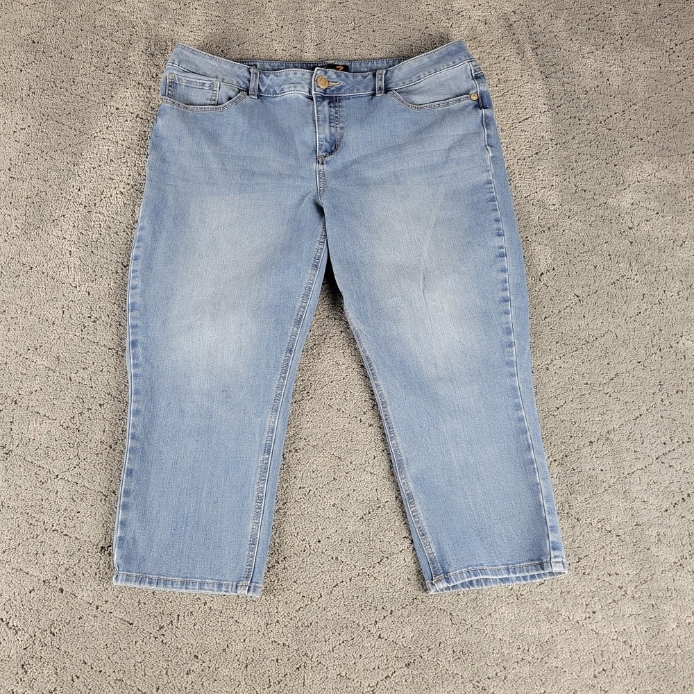 Seven7 Jeans Womens 16 Blue Skinny Capri Medium Wash Mid Rise Stretch Denim